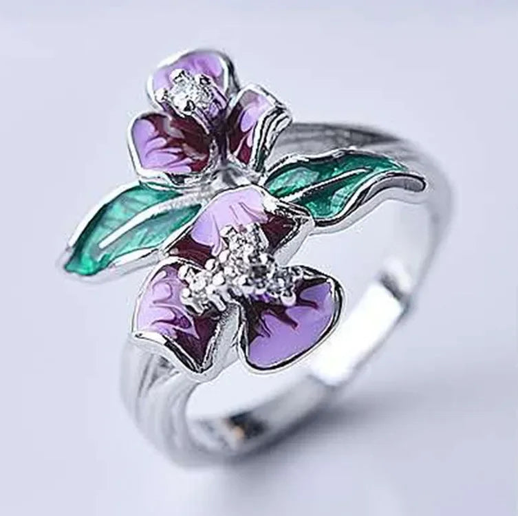 Classic Ladies Floret Jewelry Birthday Proposal Date Engagement Wedding Flowers Crystal Ring Size 6 7 8 9 10