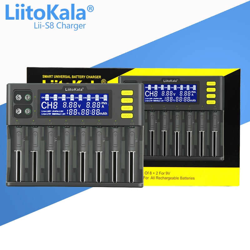 LiitoKala lii-S8 lii-S6 Lii-PD4 Lii-PD2 lii-S2 lii-S4 lii-402 lii-202 battery Charger 18650 26650 21700 lithium NiMH battery