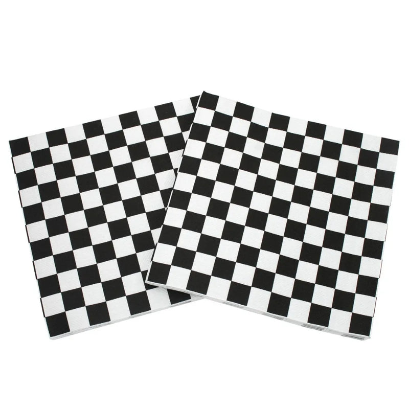 20pcs/pac Fashion Black White Checkered Printed Napkin Papers Minimalist Chessboard Patterned Paper Napkins Coffee Shop Cloth