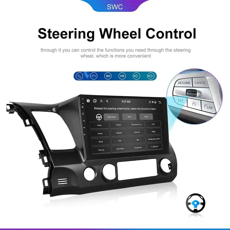 Wireless 10.1" Car Radio for Honda Civic 2006-2011 CarPlay Android Auto Touch Screen Car Stereo with Rear Camera GPS WIFI 2G+32G