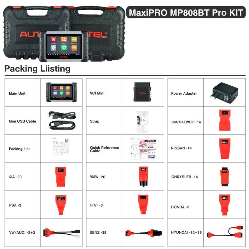 Autel MaxiPRO MP808BT PRO Kit Diagnostic Scanner Automotive Online ECU Coding Tool, Active Test, 38+ Services, 2-Yea Free Update