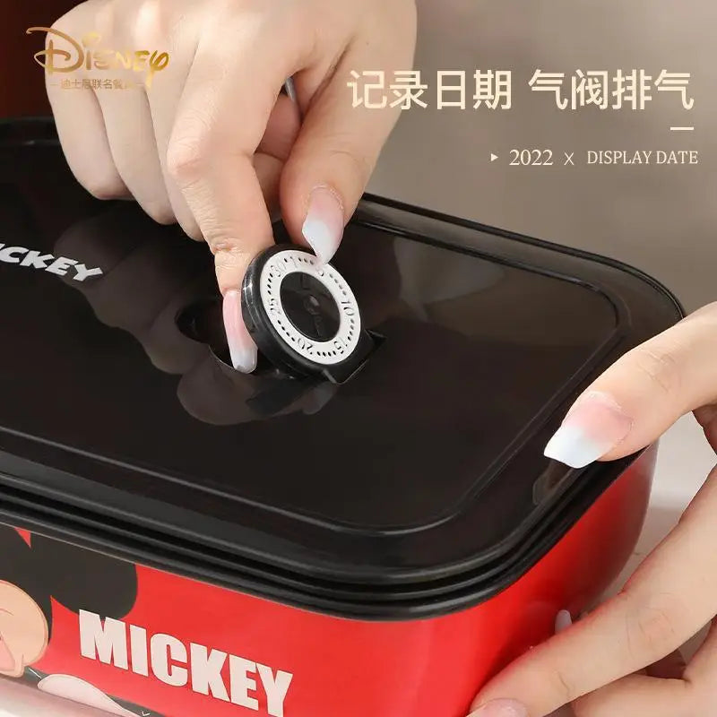 Disney Mickey Mouse Couple Cartoon Tableware Ceramic Lunch Box Mickey Portable Insulated Lunch Minnie Divided Bento Lunch Box