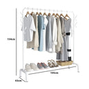 154*43*105cm Clothes Rack Shoes Rack Home Clothes Storage Rack Single Hanging Portable Bedroom Freestanding Clothing Rack