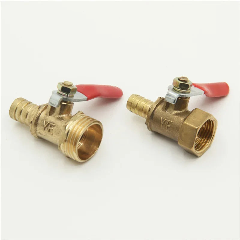 Brass Water Oil Air Gas Fuel Line Shutoff Ball Valve Pipe Fittings Pneumatic Connector Controller Handle 6-12MM Hose Barb Inline