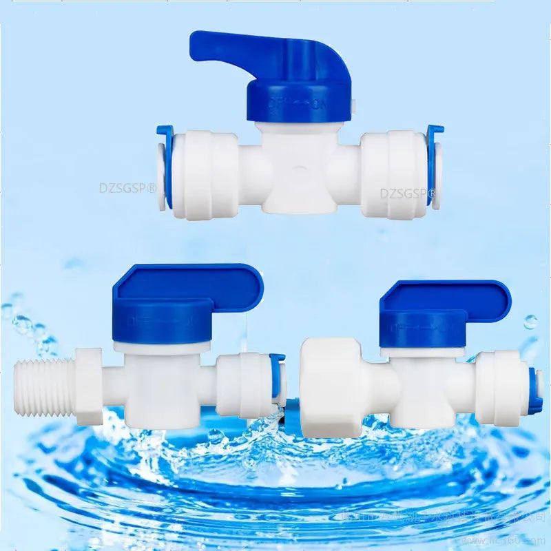 RO Water Straight Plastic Ball Valve 1/4" 3/8" OD Hose Quick Connect 1/4" 3/8" Male 1/2" Female Reveser Osmosis Aquarium Fitting