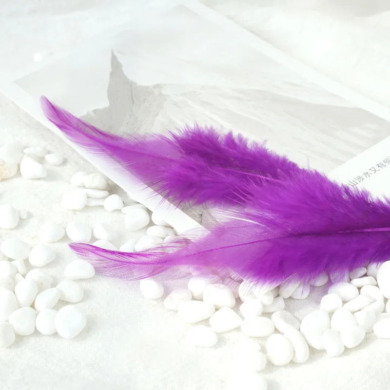 Pink Rooster Feather Natural Chicken Feathers Decor Fly Tying Accessories Crafts for Needlework and Handicraft Dersses Musilm