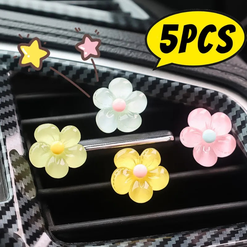 Jelly Daisy Car Outlet Vent Clips Summer Daisy Flower Auto Car Air Conditioning Vent Ornaments Car Interior DIY Decoration Gifts