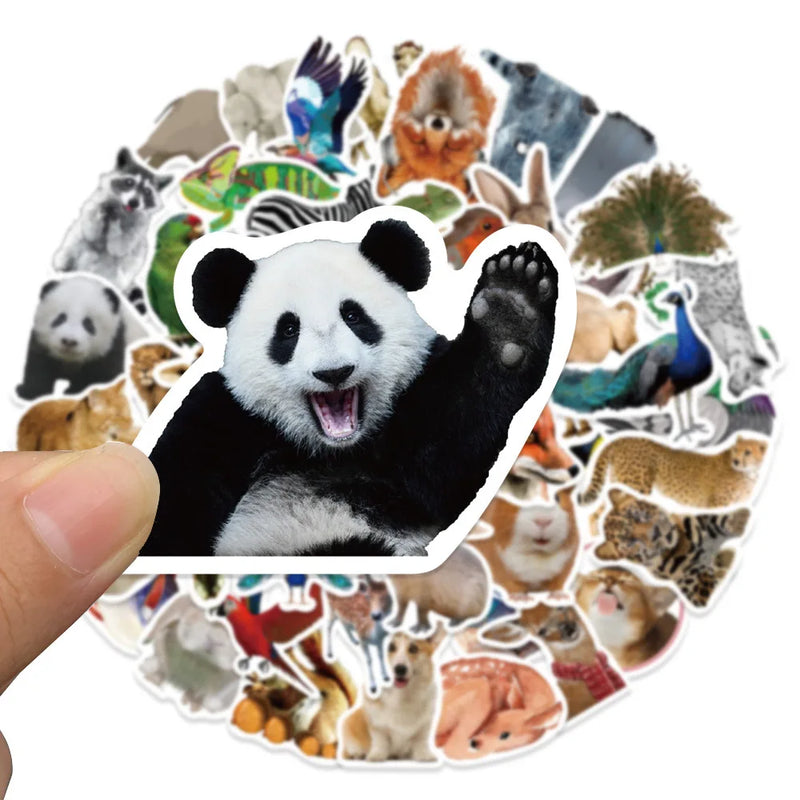 50pcs Realistic Animal Stickers Laptop Phone Notebook Guitar Skateboard Waterproof Graffiti Teaching Decal Sticker for Kids Toy