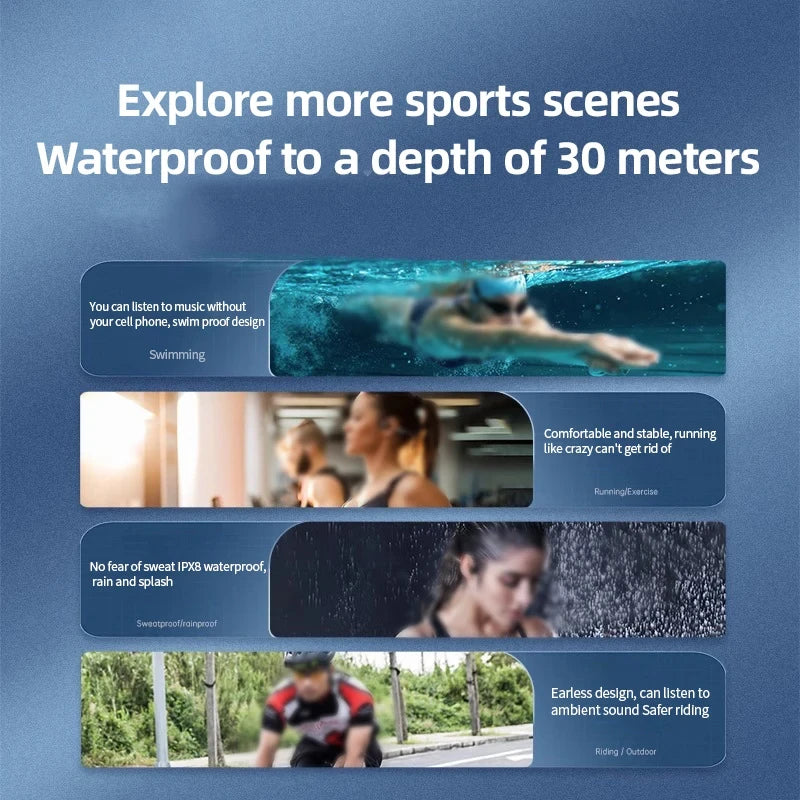 X10 Bone Conduction Bluetooth Headset Digital Display Swimming Waterproof to a Depth of 30 Meters Waterproof Built-in32G