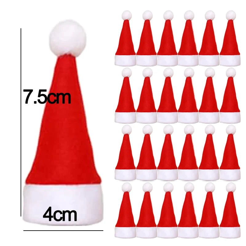 Mini Christmas Hat Cup Bottles Cover Lollipops Santa Hats Lollipop Christmas Hat Candy Santa Claus Caps Home Party Decoration