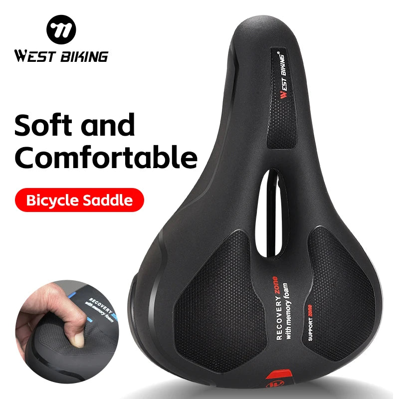 WEST BIKING MTB Bike Saddle Comfortable Mountain Bicycle Saddle Non-slip Shock Absorption Cycling Hollow Seat Bike Accessories