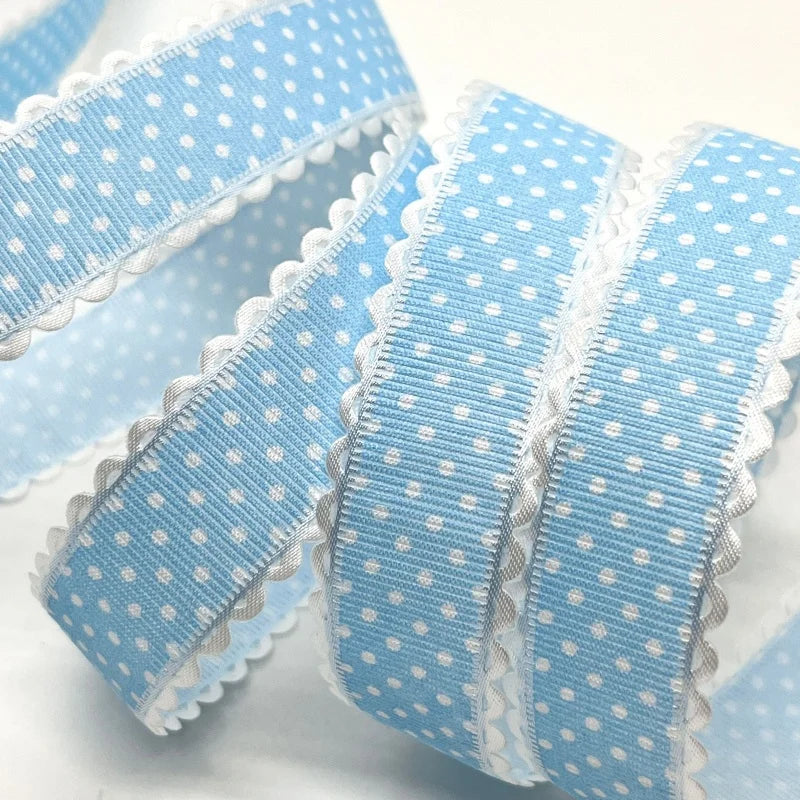 2cm 5Yards Dots Printed Embossed Ribbon For Handwork DIY Craft Bows Scrapbook Easter Wedding Christmas Deco Gift Floral Packing