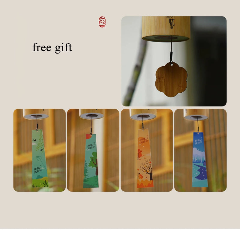 Hluru 9 Notes Windbell Bamboo Material Chimes Outdoor Garden Zen Meditation Tools Christmas Present Home Decoration Percussion