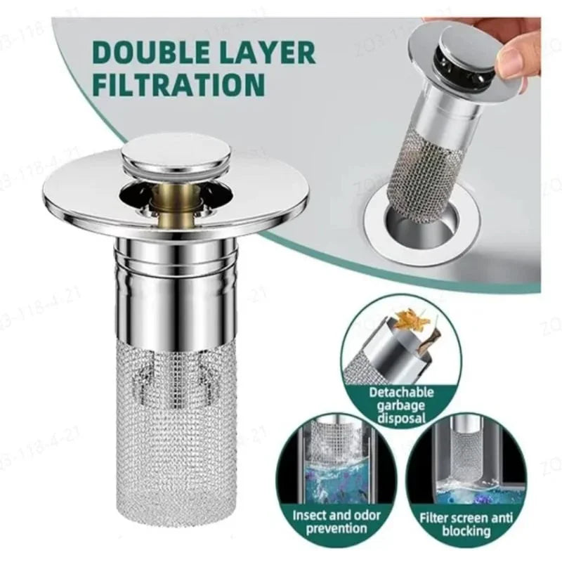 Stainless Steel Floor Drain Filter Washbasin PlugAnti odour pop-up coreBasin PlugHair CatcherShower Sink Filter