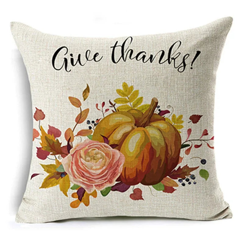Thanksgiving Pumpkin Plant Pillowcases Linen Decor Throw Cushion Cover For Car Sofa Pillowcase Outdoor Garden Home Decoration