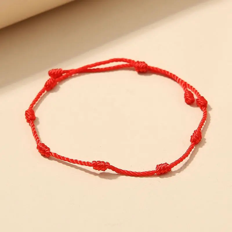 2 Pieces Hand-Woven Red Rope Handmade Braid 7 Knots Red String Anklets Bracelets Gift for Mother's Day Father's Day F19D