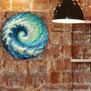 Waterproof Aluminum Wave Wall Art - Round Metal Tin Sign, HD Print & Fade Resistant, Easy to Hang Home Decor