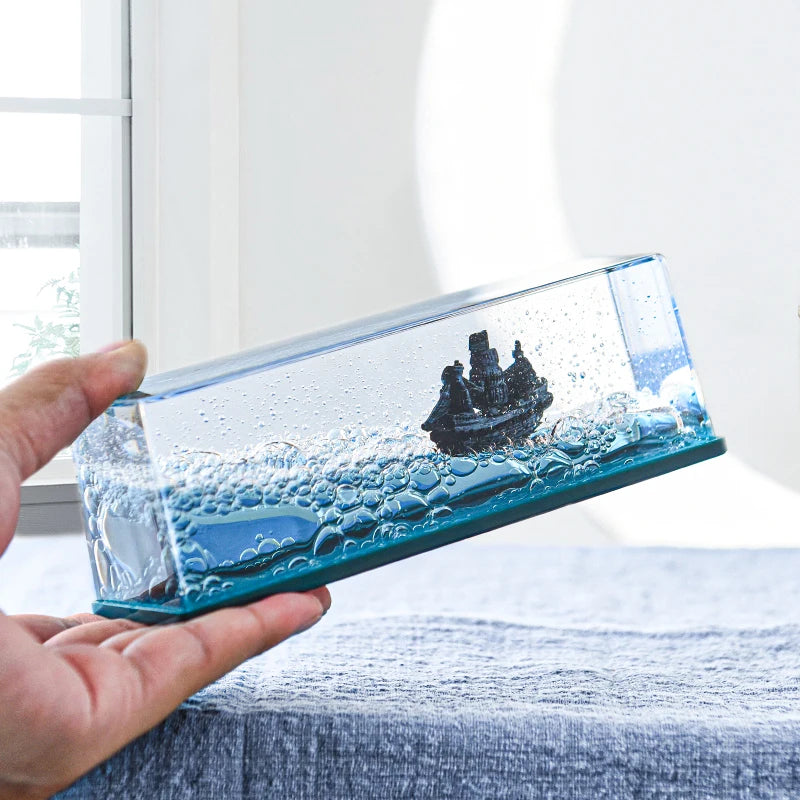 Black Pearl Ship in Fluid Liquid Drift Bottle Barcos Black Pearl Ship Floating Boat Titanic Bottle Living Room Decorations Gifts