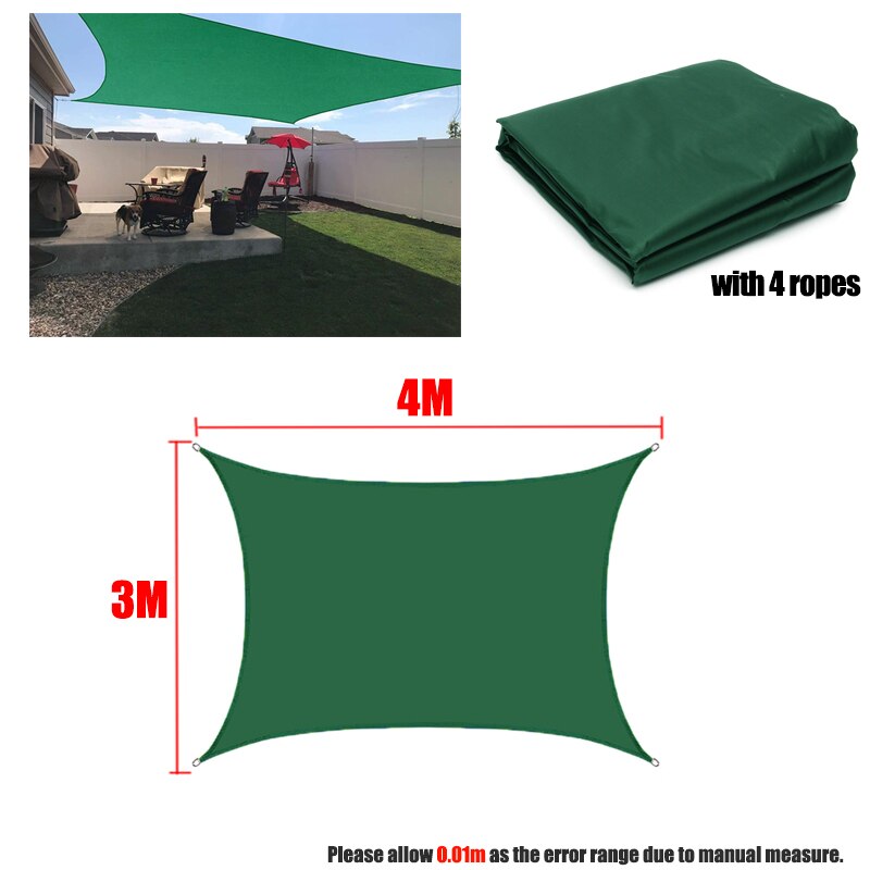 DarkGreen 420D Waterproof Shade Sail Square Rectangle sunshade garden terrace Canopy swimming Sun shade Camping Yard sail awning