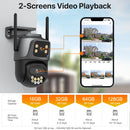 4K 8MP WIFI IP Camera Outdoor Dual Lens Security Camera 4MP Ai Human Detection Security Protection Waterproof Camera PTZ iCsee