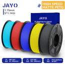 JAYO 5 Rolls 3D PETG / High Speed Matte PETG 3D Filament 1.75mm 30mm/s - 600mm/s Print Range PETG 3D Printer Filament for 3D