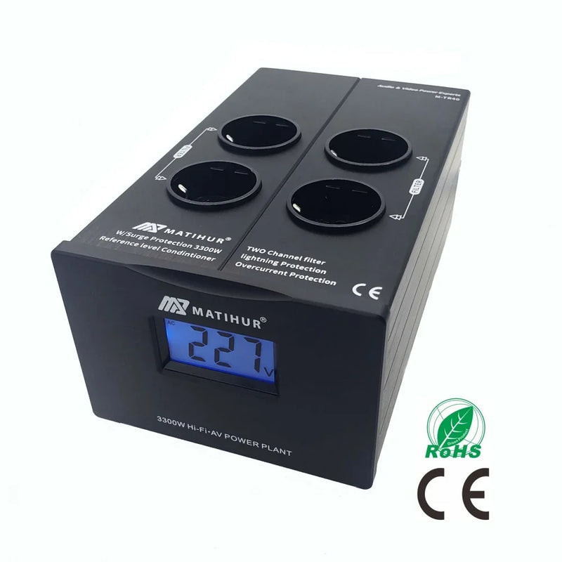 MATIHUR M-TR80  Audio Noise AC Power Filter Power Conditioner Power Purifier Surge Protection with EU Outlets Power Strip