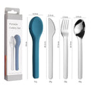 Portable Stainless Steel Cutlery Set, Suitable for Work, School, Picnic, Camping, Travel, Reusable Silicone Portable Cutlery Set