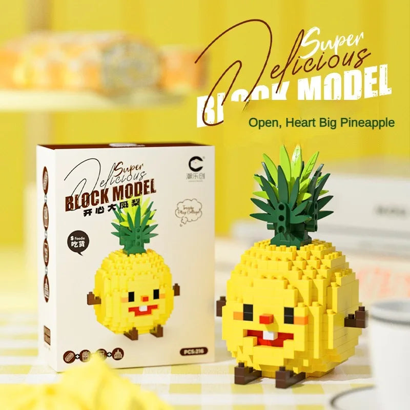 Food Building blocks Mini brick toy Fruit Burger Fries Avocado bread pineapple sandwich Milk drink Jigsaw Puzzle children's gift