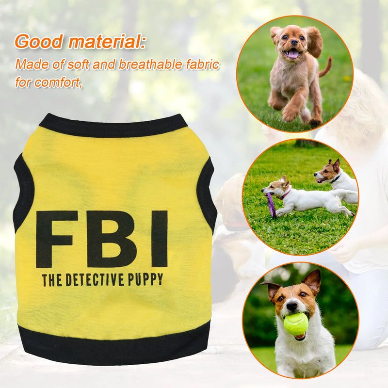 Summer Cotton Breathable Pet Dog Clothes FBI Camouflage Letter Print Small Dogs Vest T shirt XS-L Puppy Police Vests Clothing