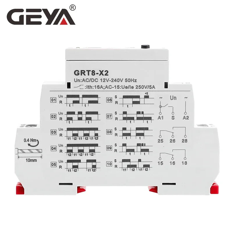 GEYA GRT8-X Digital Display Multifunction Timer Relay 16A with 20 Function Choices AC DC 12V 24V 220V 230V