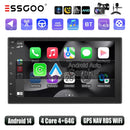 ESSGOO Car Stereo Radio Wireless CarPlay Android Auto 2 DIN 7" Car Stereo HD FM-Radio GPS Touch Screen Head Unit 4+64G DAB+ AHD