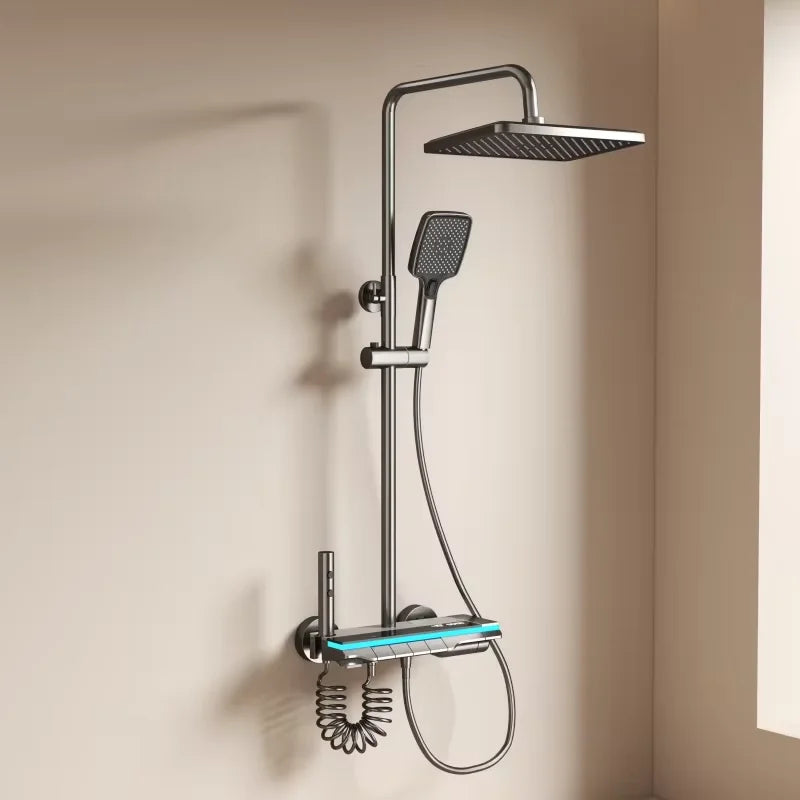 Bathroom Shower System High Quality Fourth Gear Bathroom Key Digital Display Rain Bathtub Copper Faucet Shower Set Bathrooms