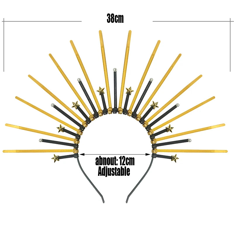 Goddess Crown Tiaras Headband Halloween Hair Band Flower Gold Halo Crowns Headwear Wedding Party Headpiece Hair Accessories