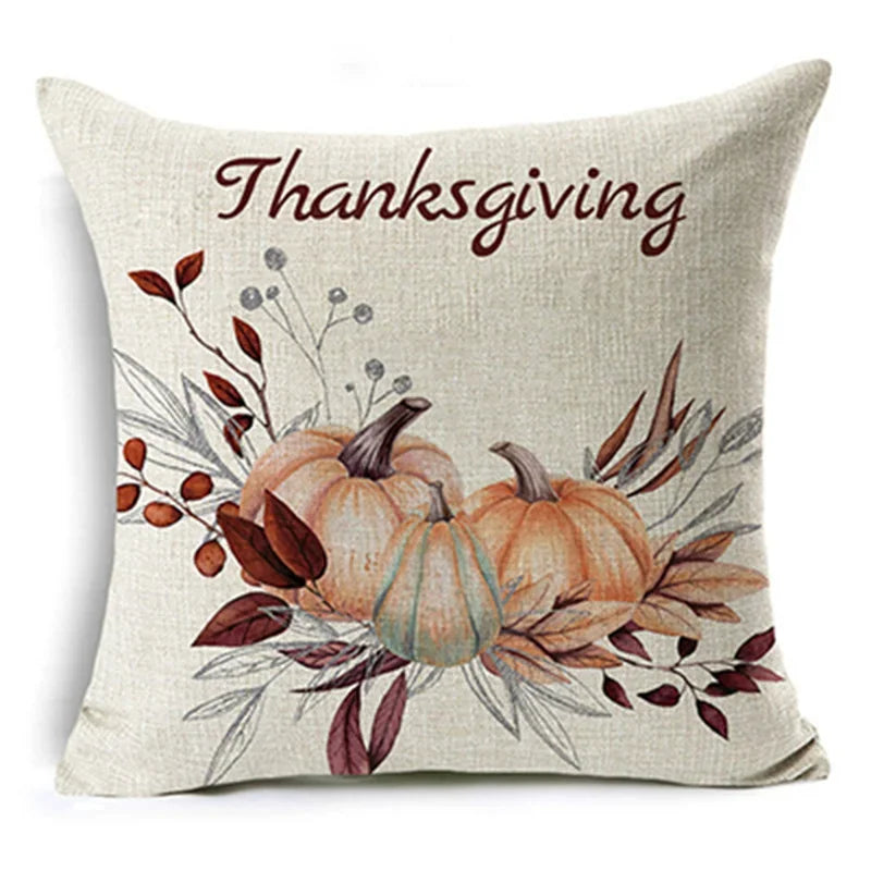 Thanksgiving Pumpkin Plant Pillowcases Linen Decor Throw Cushion Cover For Car Sofa Pillowcase Outdoor Garden Home Decoration