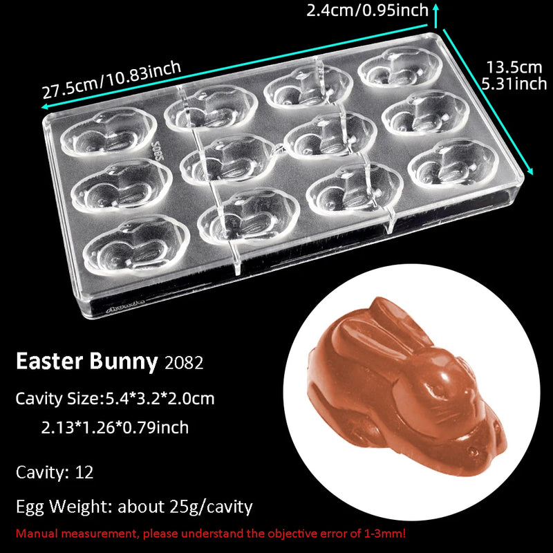 Chocolate Mold for Easter Egg Bunny Chocolate Bonbons Candy Bar Polycarbonate Confectionery Baking Pastry Tools
