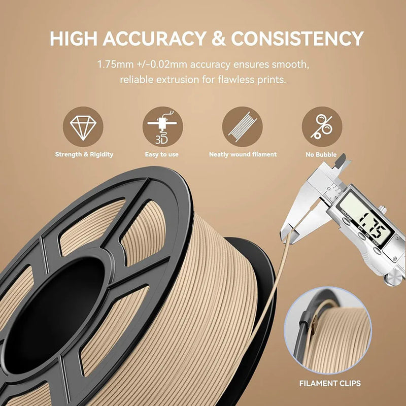 JAYO Wood PLA Filament 1.75mm 5Rolls Real Wood Fiber 3D Filament For FDM 3D Printers 15% Wood Fibers 3D printing Materials