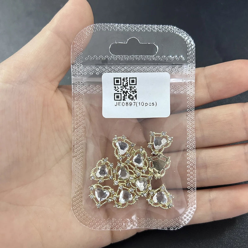 3D luxury zircon Star cross Nail Metal Charms 10pcs mermaid  bead nail jewelry  11*18mm Aolly Nail Art Crystal Gems Decorations