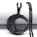 Gothic Stainless Steel Moon Necklace for Women Black Color Big Neckless Jewelry collar acero inoxidable mujer N3107S03