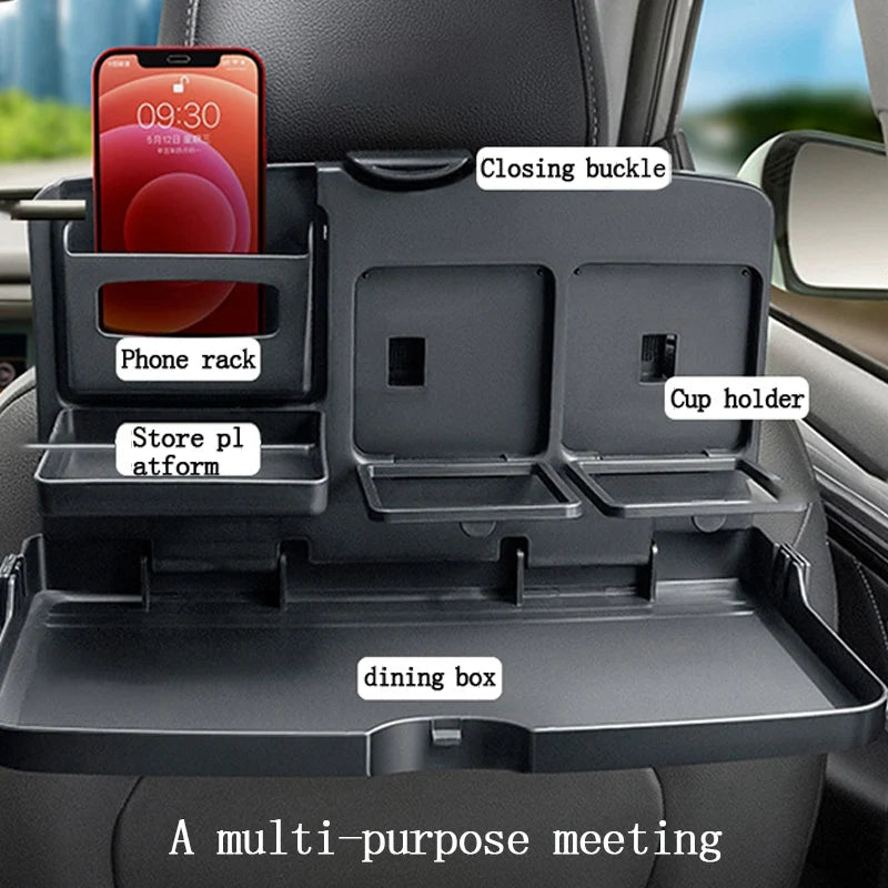 Portable Car Dining Table Folding Food Cup Tray Car Interior Storage Shelf Back Seat Cup Holde Multi-function Car Auto Parts