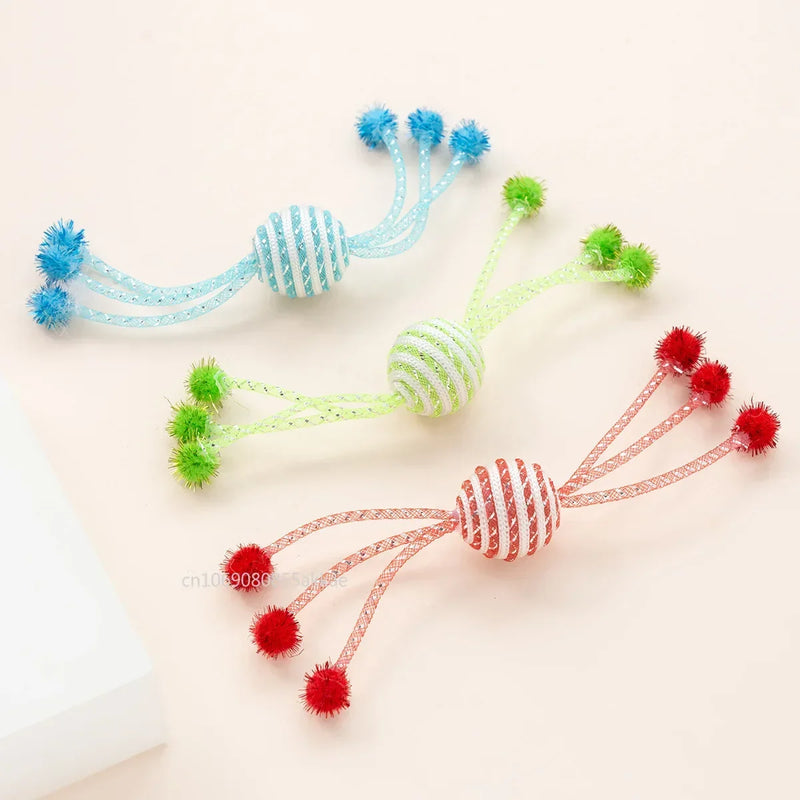 Cat Toy Self Hi Cats Sticks Cat Toys Interactive Ropes Ball Toys for Pet Dogs Teasing Bite-resistant Wool Ball Gatos Accesorios