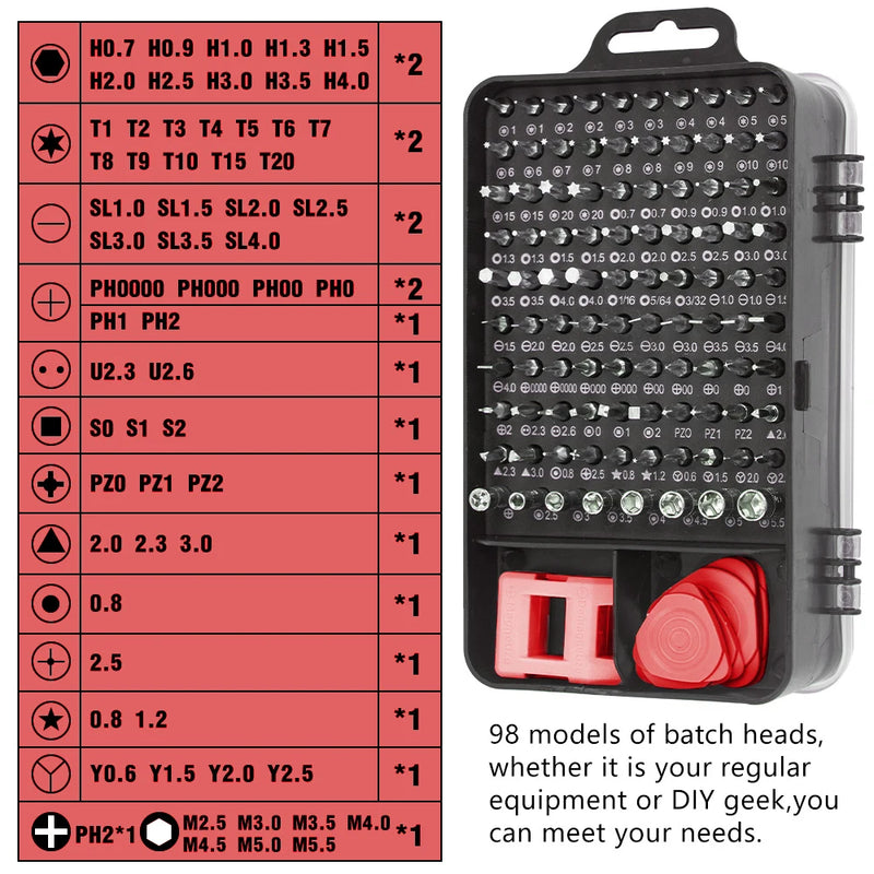 115 in 1 Precision Screwdriver Set Multifunctional Magnetic Repair Tools Kit for Computer Laptop Phone MacBook Household Repairs