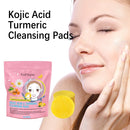 40PCS Turmeric Kojic Acid Cleansing Pads Exfoliating Pad Reduce Acne Brighten Skin Face Washing Tool Facial Cleanser Sponges