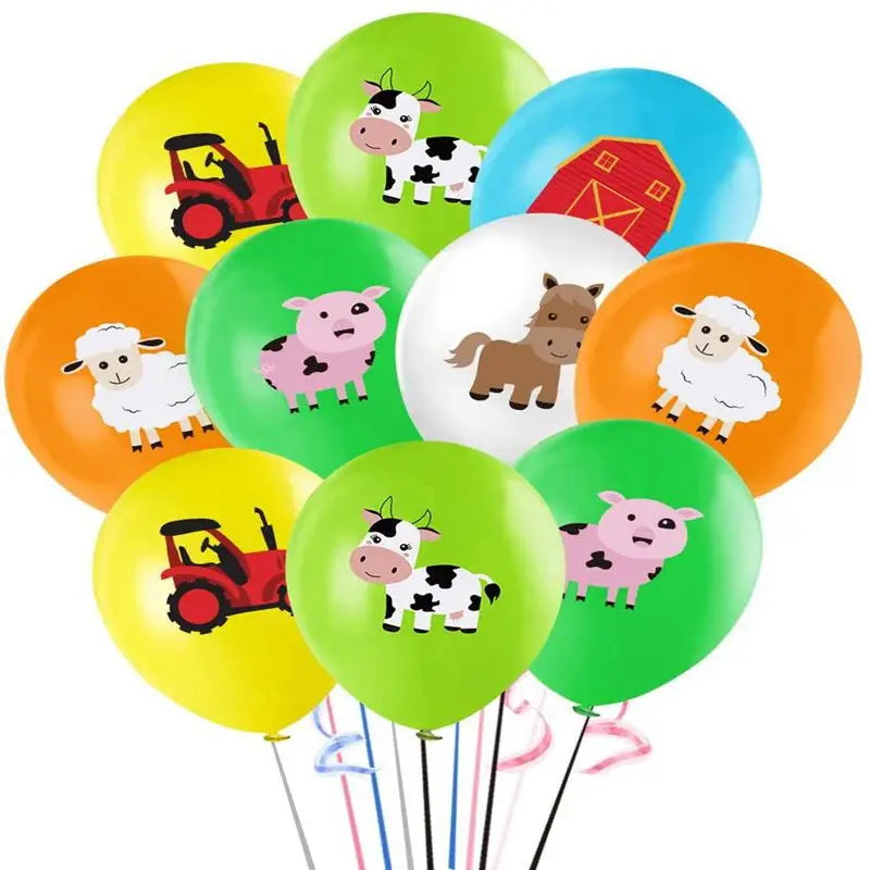 Farm Animal Theme Birthday Party Decorations Ranch Event Suppplies Cow Chicken Disposable Tableware Latex Aluminum Foil Balloon