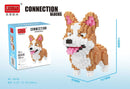Linkgo Connection Building Blocks Collie Husky Bulldog Corgi Schnauzer 3D Model Animal Dog Mini Bricks Figure Toys For Kid Gift