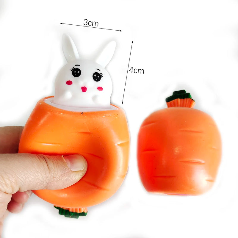 Easter Carrot Rabbit Squeeze Cup Cute Bunny Pinching Plaything Easter Decoration 2024 Easter Rabbit Birthday Gift for Kids