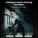 AOSU 3K UHD WiFi Floodlight Camera Outdoor 360° View Color Night Vision Wireless Security Camera PIR Detection 2-way Audio