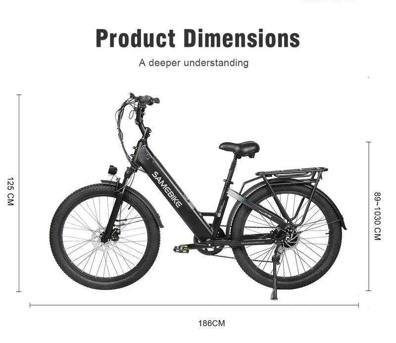 Electric Bike 750W Powerful Motor 48V14AH Removable Battery Electric Bicycle with Basket 26-inch Aluminum Alloy Frame City Ebike