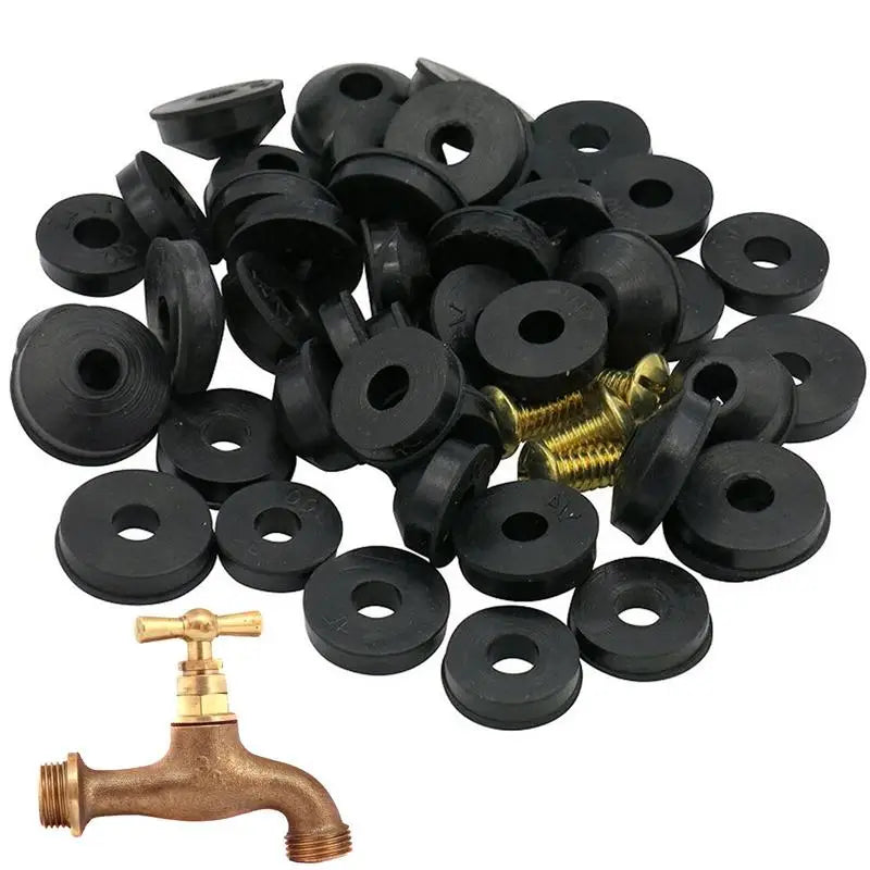 58 Pcs Faucet Washers Kit Flat Beveled Rubber Plumbing Faucet Seal Washer Rubber O-ring for Kitchen Tap or Bathroom Sink Leak