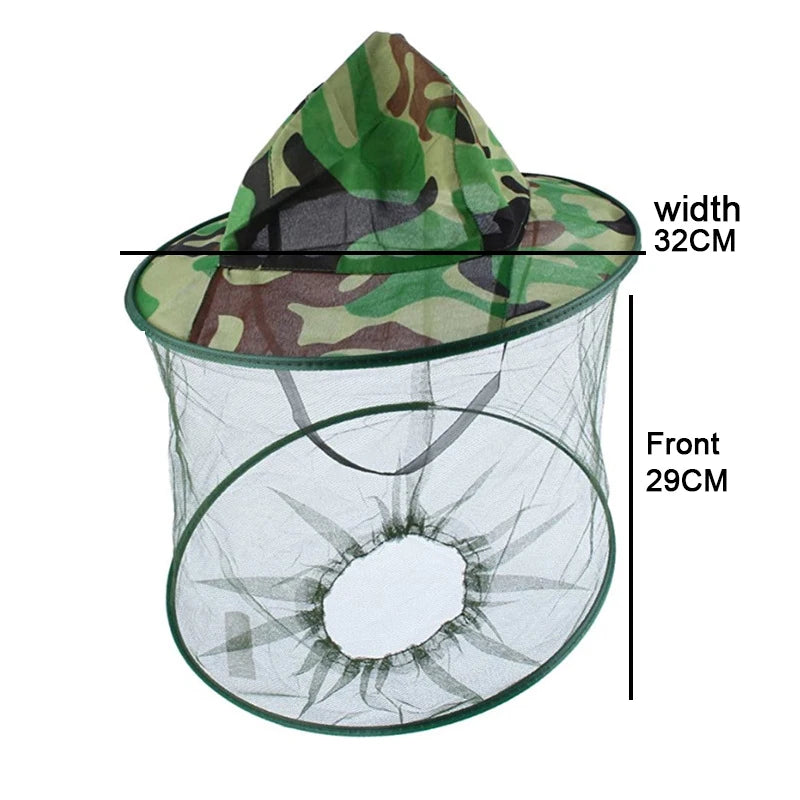 Camouflage Beekeeping Protective Bee Hat Insect Mesh Face Hat Anti-Mosquito Shawl Hat Outdoor Fishing  Face Mask Hat