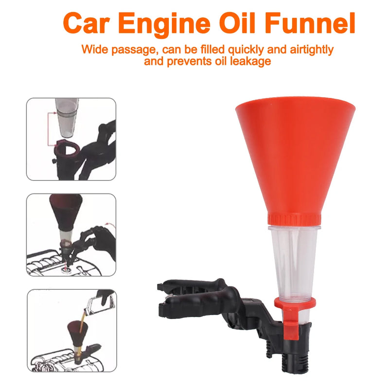 Car Engine Oil Funnel Universal Fuel Add Funnel Tools Adjustable Gasoline Special Funnel Non-leakage Design